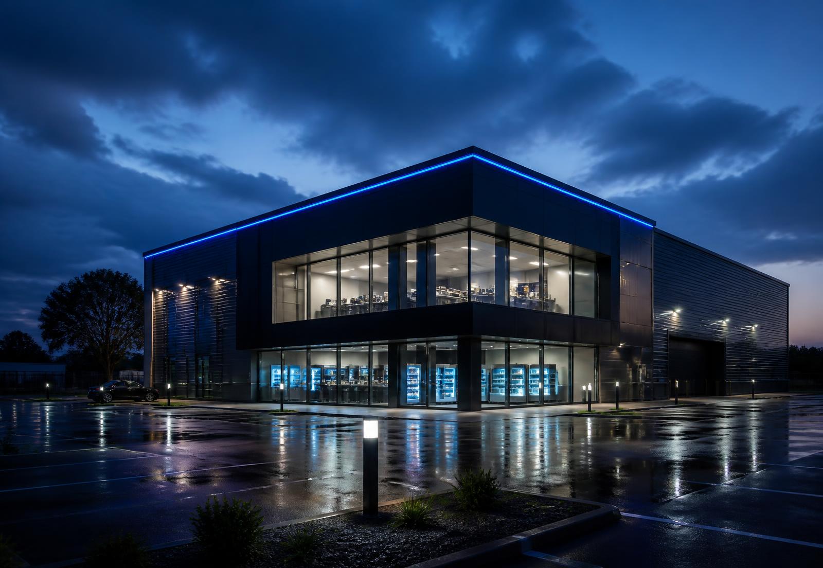 STAR COLD refrigeration headquarters at dusk