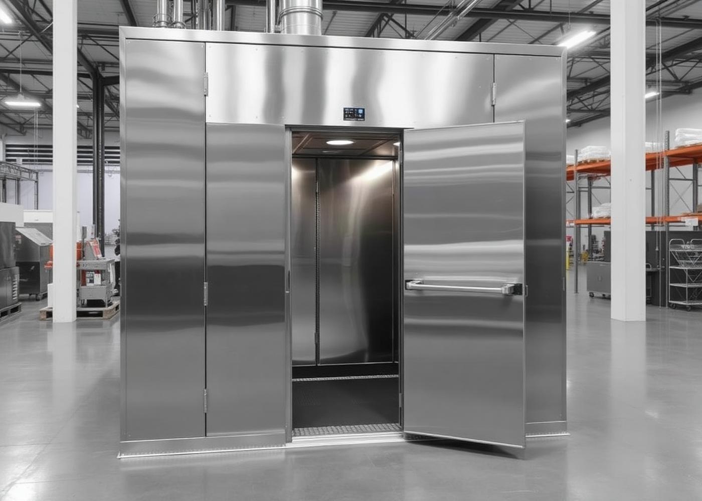 Stainless steel walk-in cold room with insulated door set